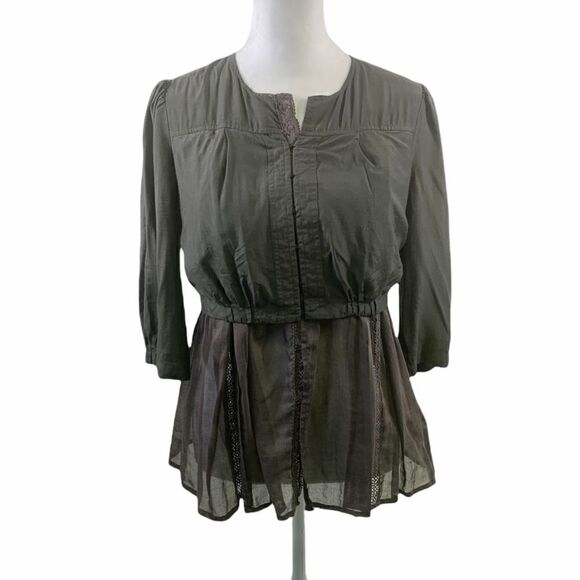 Free People Gray 3/4 Sleeve Double Blouse Size 2 - Picture 1 of 9